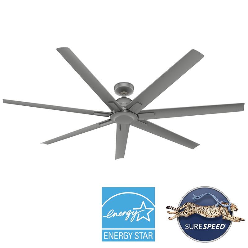 Hunter 72" Downtown Windmill Outdoor Ceiling Fan & Wall Control - Damp Rated - Industrial, Modern - ENERGY STAR!
