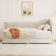 preview thumbnail 1 of 28, Twin Stripe L-shaped Semi-enclosed Daybed wStorage Drawers, Corduroy Upholstered Daybed, Wood Slat Support, No Spring Box Need Beige - Twin