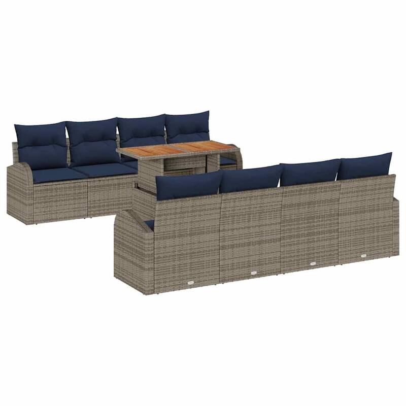 vidaXL 9 Piece Garden Sofa Set with Cushions - 92.1×24.4×27.2
