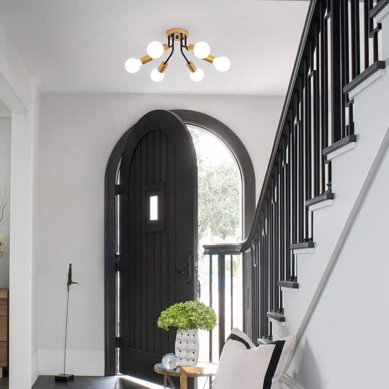 6-Light Semi Flush Mount Light Chandelier for Kitchen Hallway Entryway