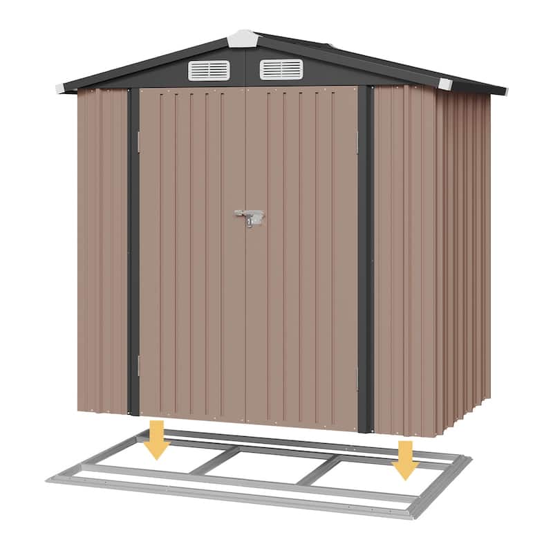 AOXUN Outdoor Storage Shed with Lockable Doors and Air Vents for Garden