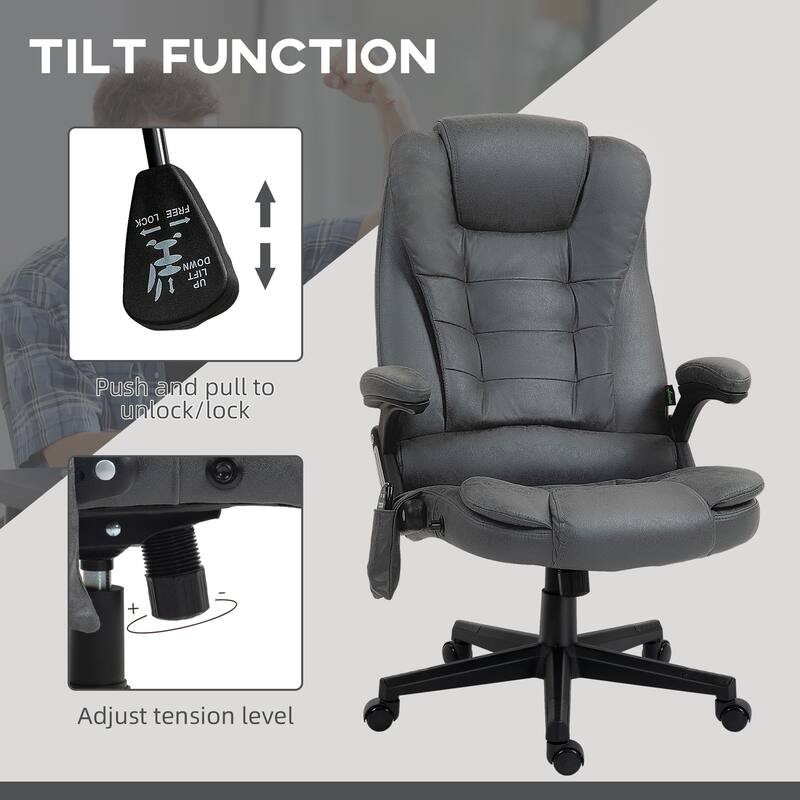 Gray Characteristic Heated Massage Chair Gaming Chair, Reclining Executive Chair Computer Chair Drafting Chair with Padded Arm