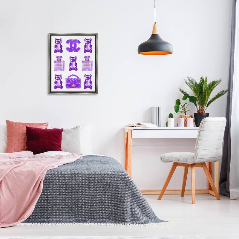 Stupell Purple Glam Gummy Candy Framed Floater Canvas Wall Art Design by Amanda Greenwood