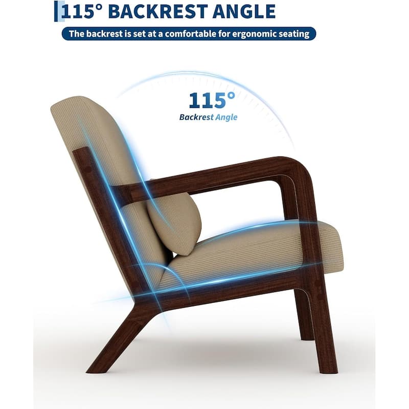 Modern Wide-Wale Corduroy Accent Sofa Chair, Lounge Armchair with Lumbar Pillow for Living Room, Bedroom