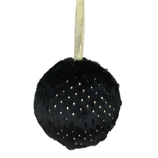 Black and Gold Dots Traditional Christmas Ball Ornament 4" (101mm) - N/A. Opens flyout.