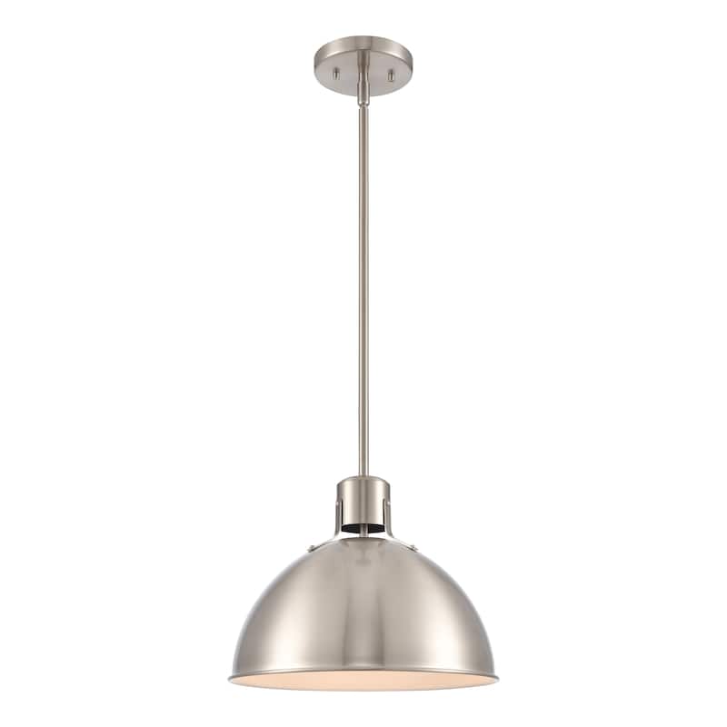 Elk Home Zayne Brushed Nickel With Metal Dome Shade 1 Light Pendant - Brushed Nickel