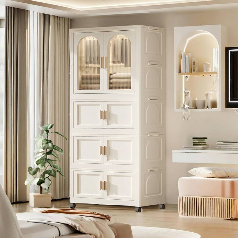 Folding Wardrobe with Magnetic Door Plastic Storage Cabinet