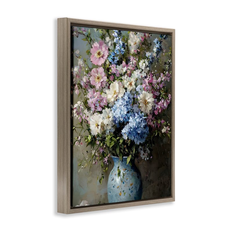 Stupell Traditional Cool Tone Bouquet Framed Floater Canvas Wall Art Design By Franklyn Gregory