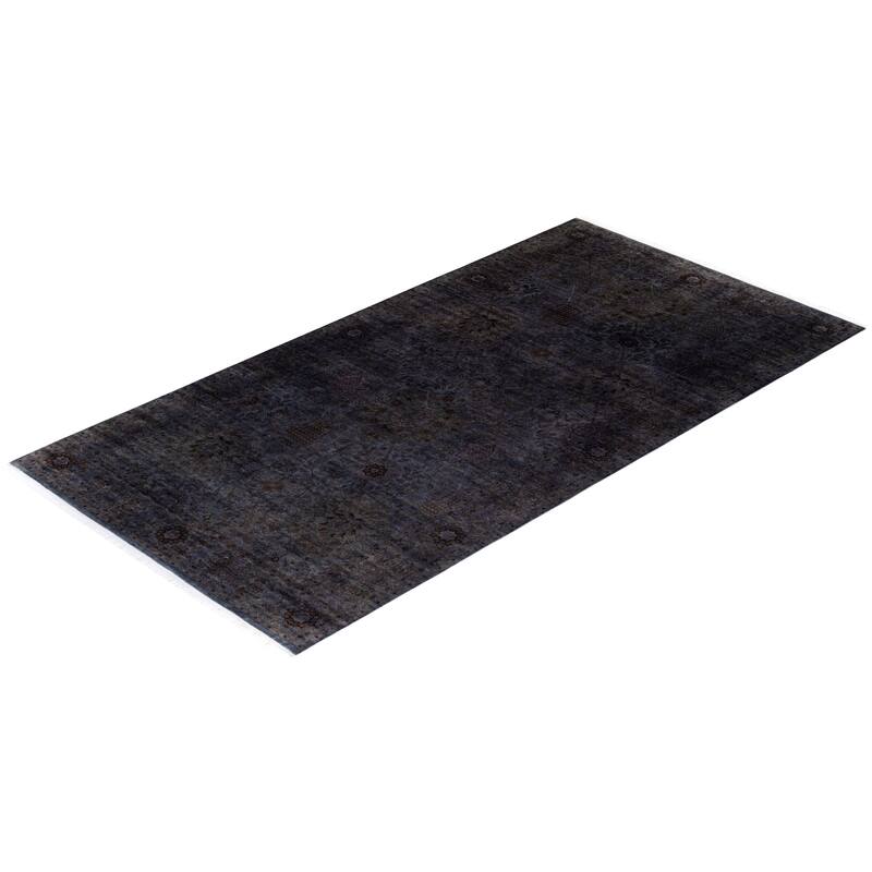 Overton Hand Knotted Wool Vintage Inspired Modern Contemporary Overdyed Gray Area Rug - 6' 3" x 12' 2"