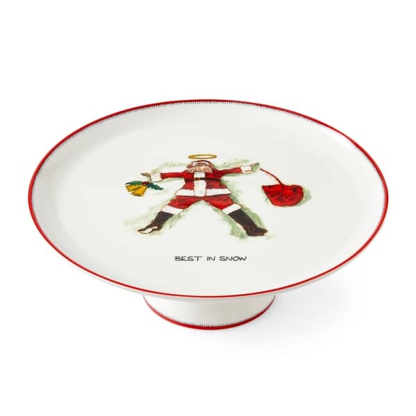 slide 2 of 7, Spode Kit Kemp Christmas Doodles Cake Stand - 10.7" D x 3.7" H 1 Piece - 10.7" D x 3.7" H - Red