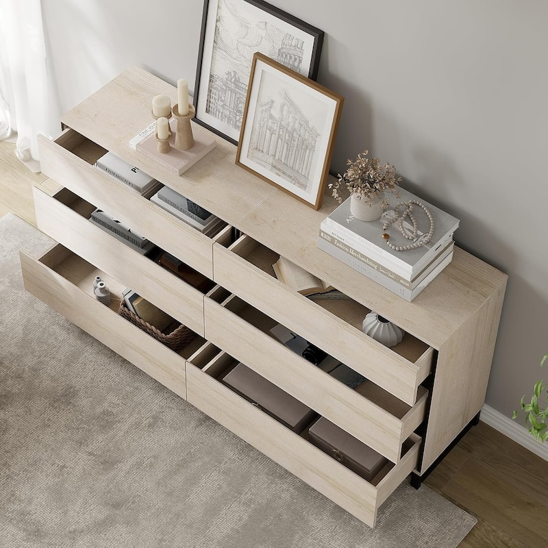 WAMPAT Dresser for Bedroom, Closet Organizers and Storage with 6 Drawers,Chest of Drawers with Metal Base