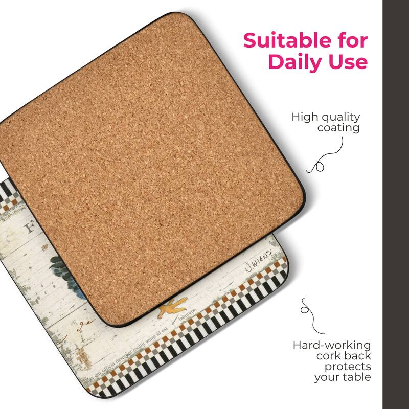 Pimpernel Set of 6 On The Farm Coasters - 4 Inches Sq.