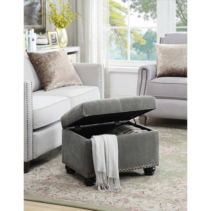 Convenience Concepts Designs4Comfort 5th Avenue Storage Ottoman - Grey velvet