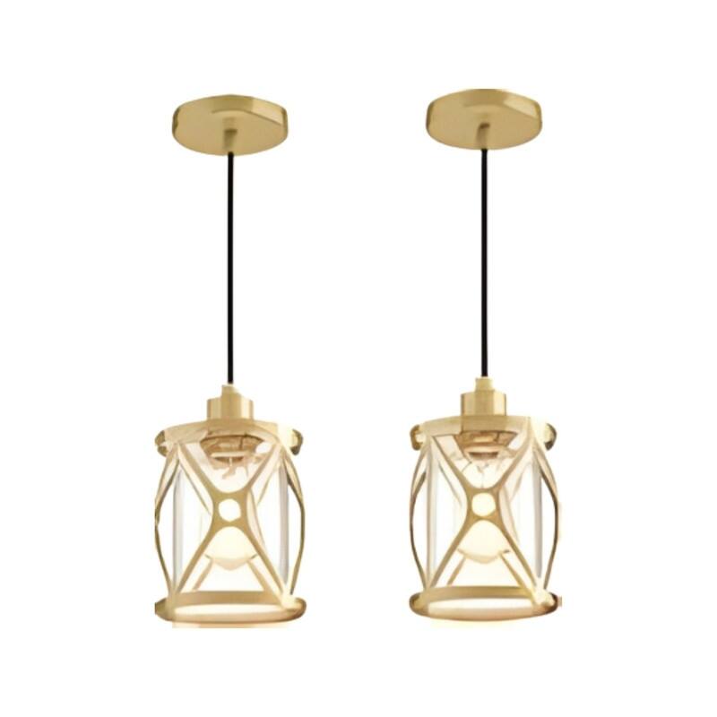2 Pack island lights gold dining room lighting glass, metal pendant lights