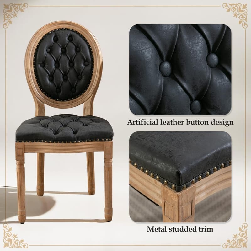 Upholstered French Style Nailhead Dining Chairs(Set of 4)