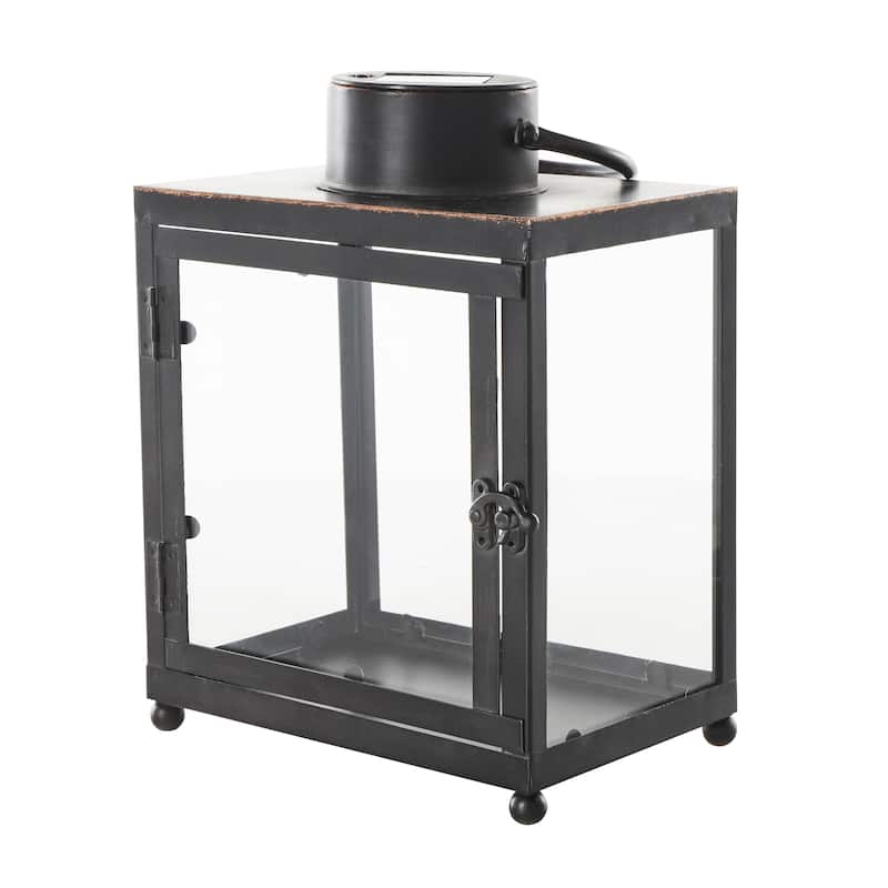 Metal Modern Indoor Outdoor Candle Lantern with Gold Accents - Black - Roche River Decor