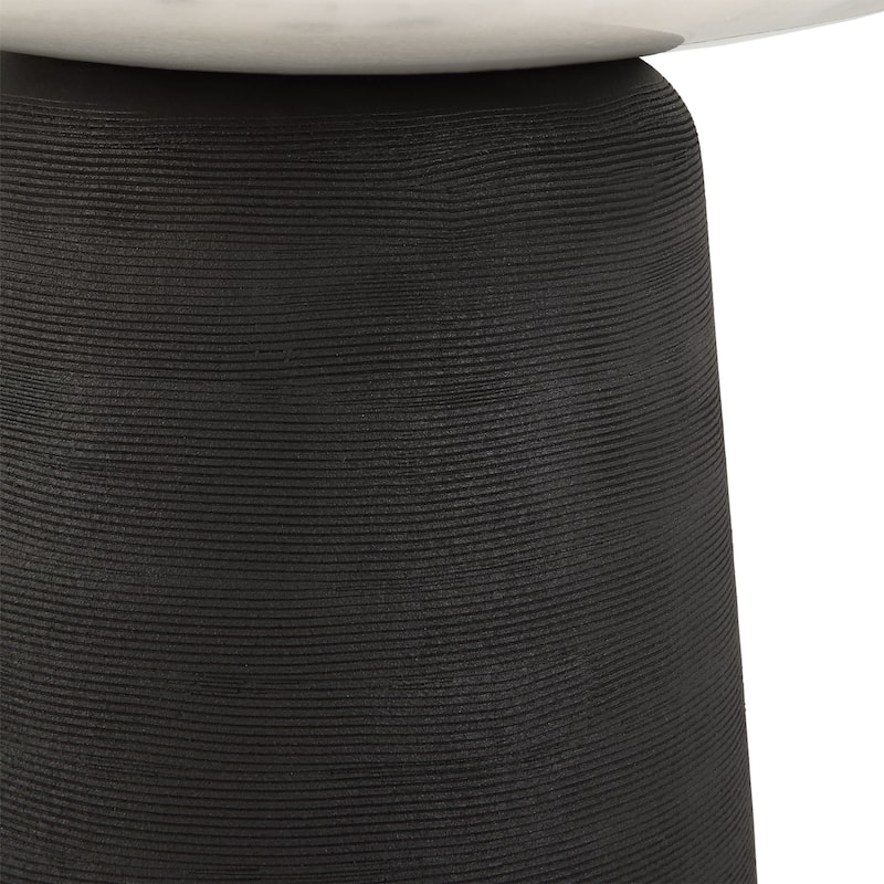 Marble Top Curved Eclipse Accent Table - 24.75" - Black and White