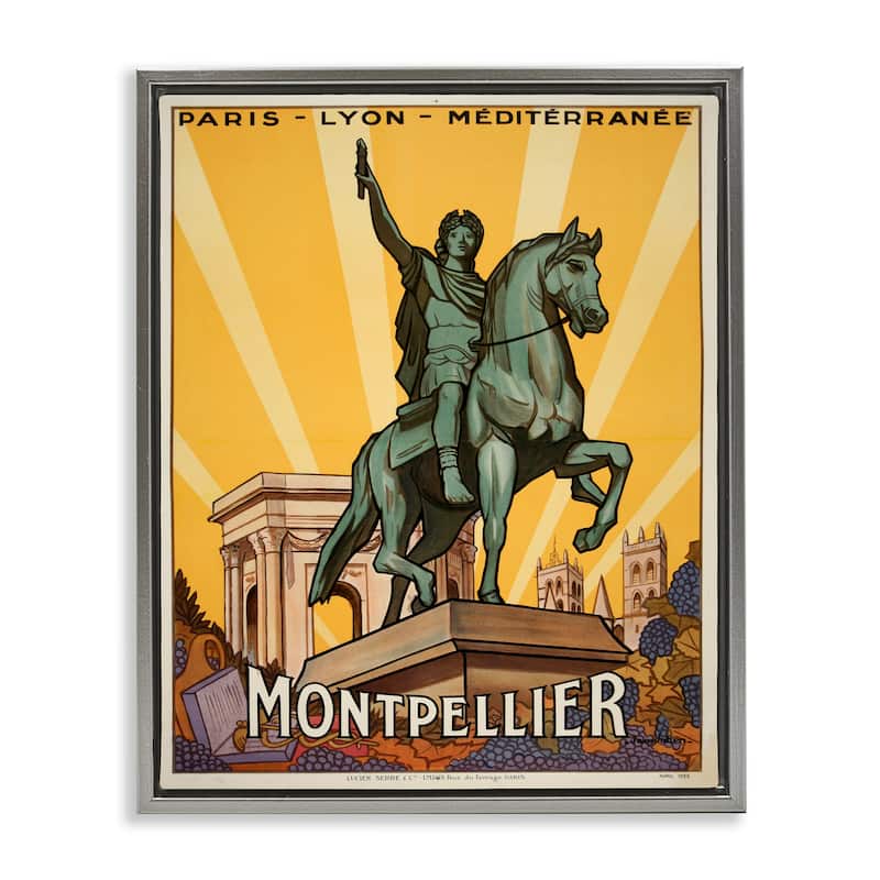Stupell Montpellier Vintage Advertisement Framed Floater Canvas Wall Art Design By Marcus Jules - 25 x 31 - Grey