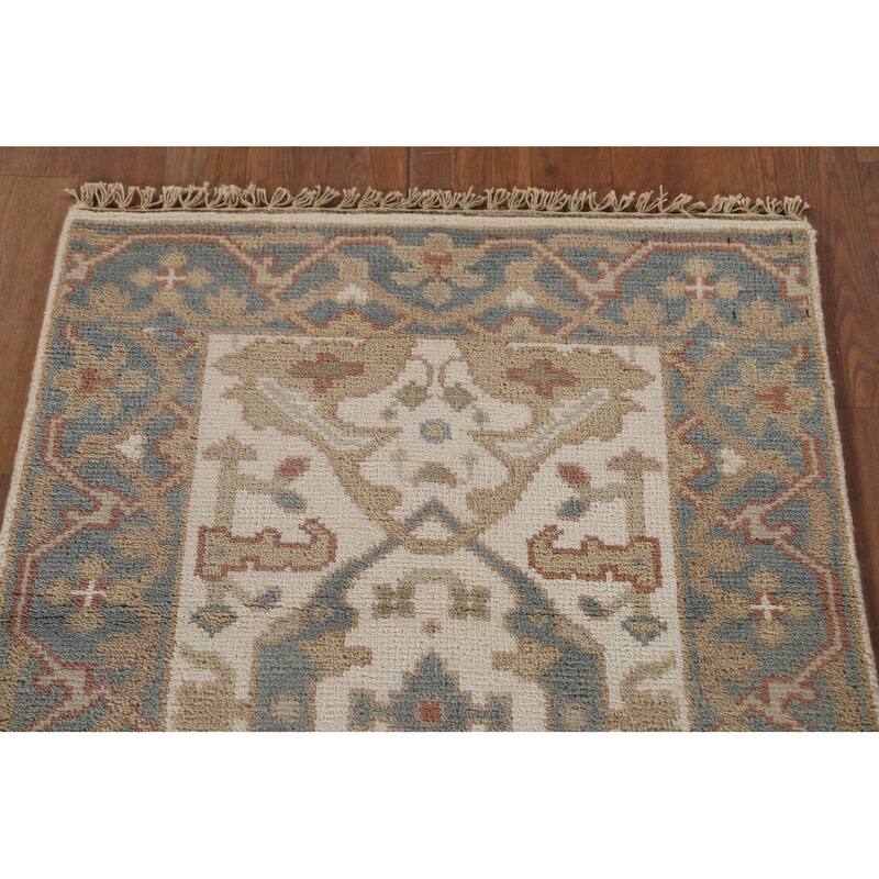 Ivory Oushak Oriental Runner Rug Handmade Wool Carpet - 2'6"x 9'10"