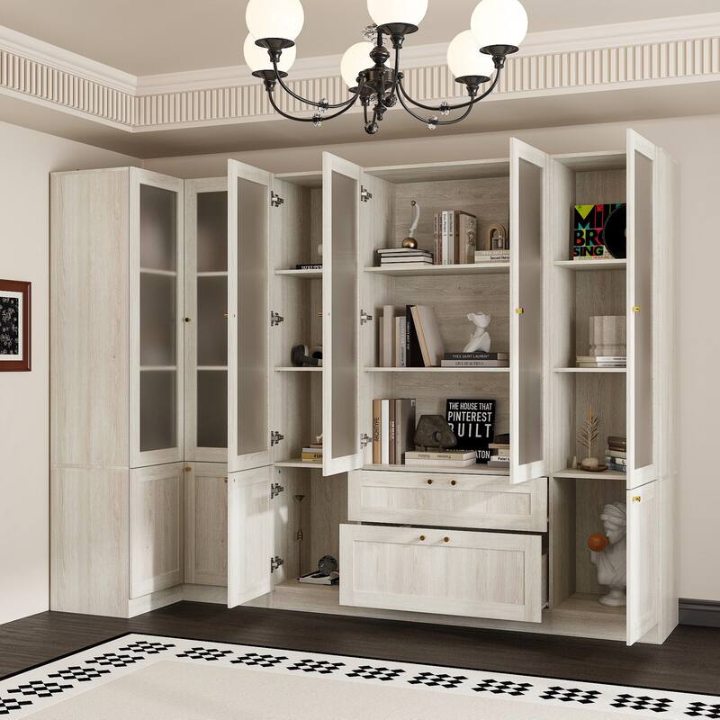 Elegant White Modular Bookcase: Stylish and Flexible Storage Solution for Your Home - 2+3(94.5"W)