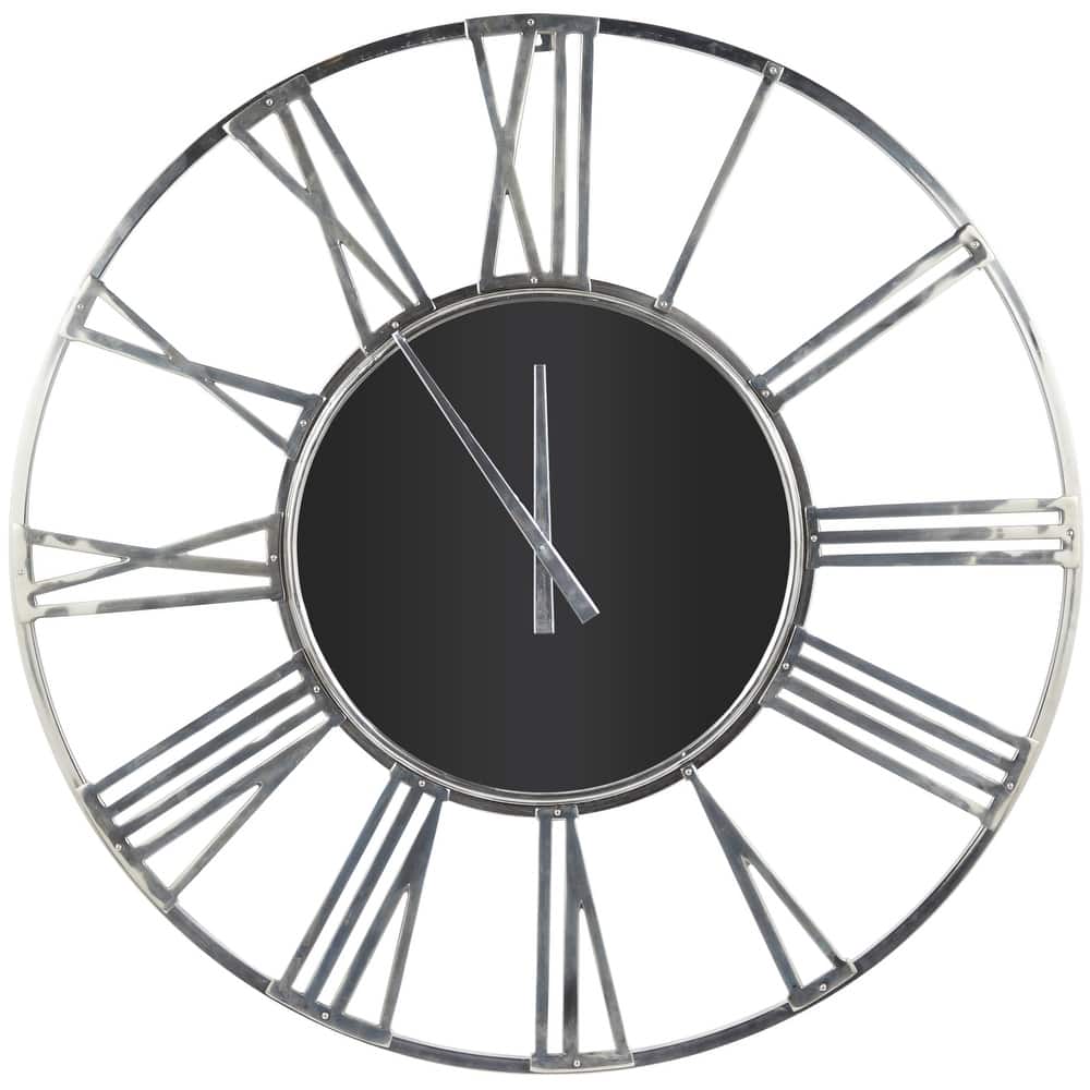 Aluminum Metal Geometric Open Frame Decorative Wall Clock with Glass Center - Silver or Gold - Roche River Decor