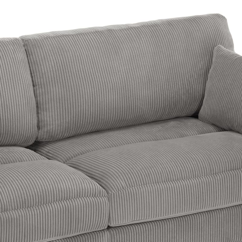 Modern Corduroy Modular Couch Sectional Sofa With Pillows
