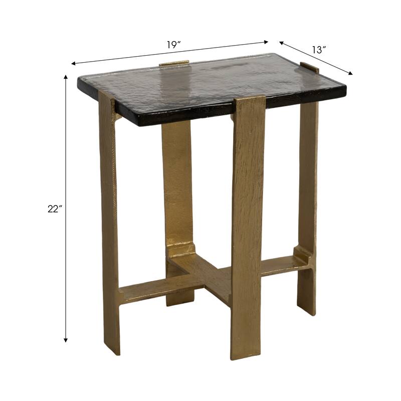 Accent Side Table with Metal Base - Gold, 22"