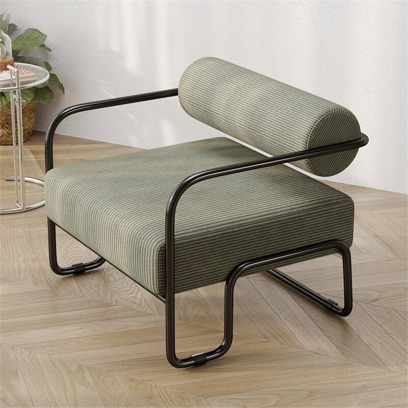 Corduroy Fabric Sofa Chair with Iron Frame, Lazy Individual Chair