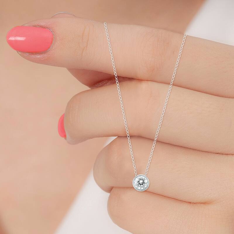 Marquee 1/3 Carat Diamond Bezel Pendant in 14K White Gold