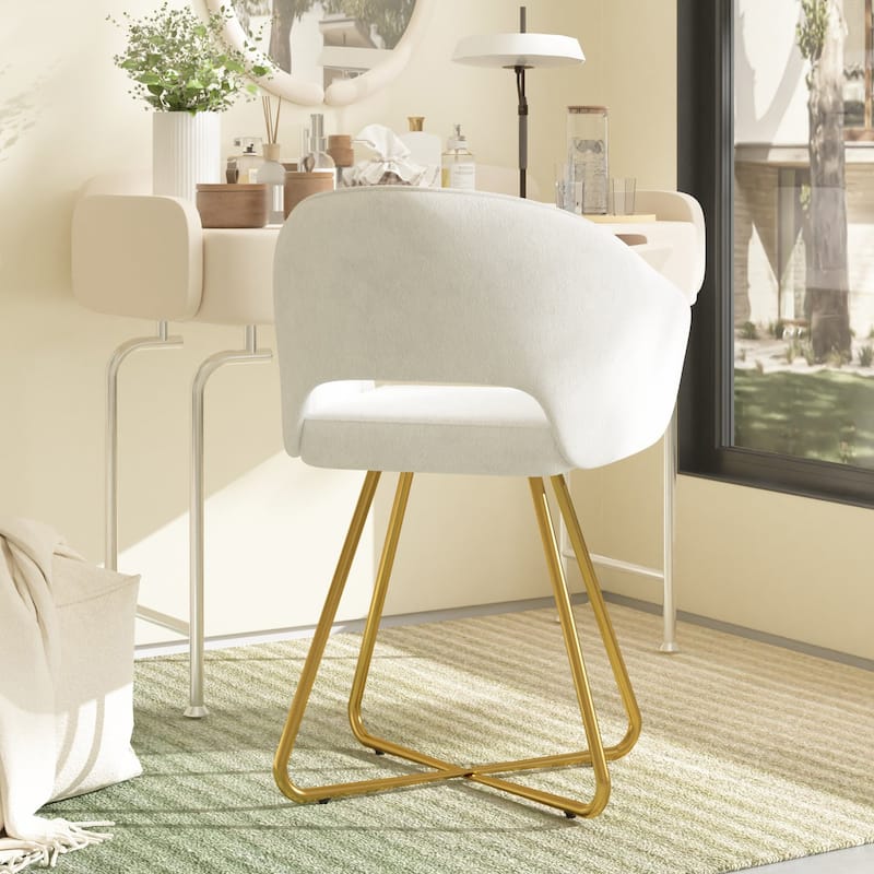 Velvet Modern Accent Chair Vanity Chair Set of 2, Comfy Makeup Chair with Back, Upholstered Dining Chairs Leisure Armchair