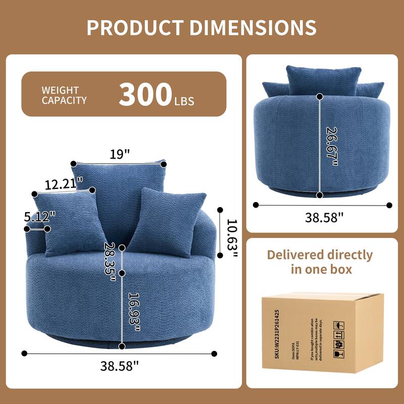 Single Seat Full Sponge Compression Swivel Chair Single Sofa