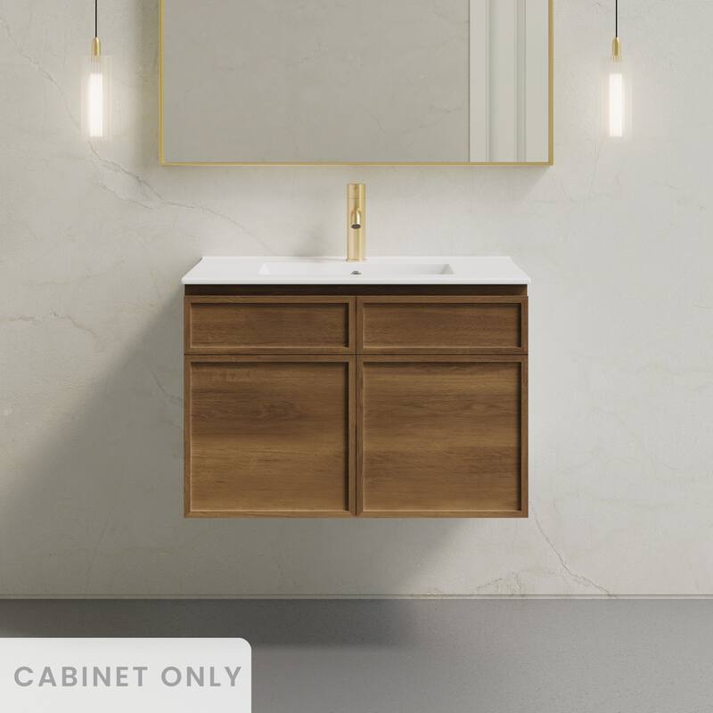 St. Tropez 30" Wall-Mounted Bathroom Vanity Cabinet Without Top In Brown Oak - 30