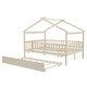 preview thumbnail 40 of 81, Wooden House Bed Frame with Trundle Bed
