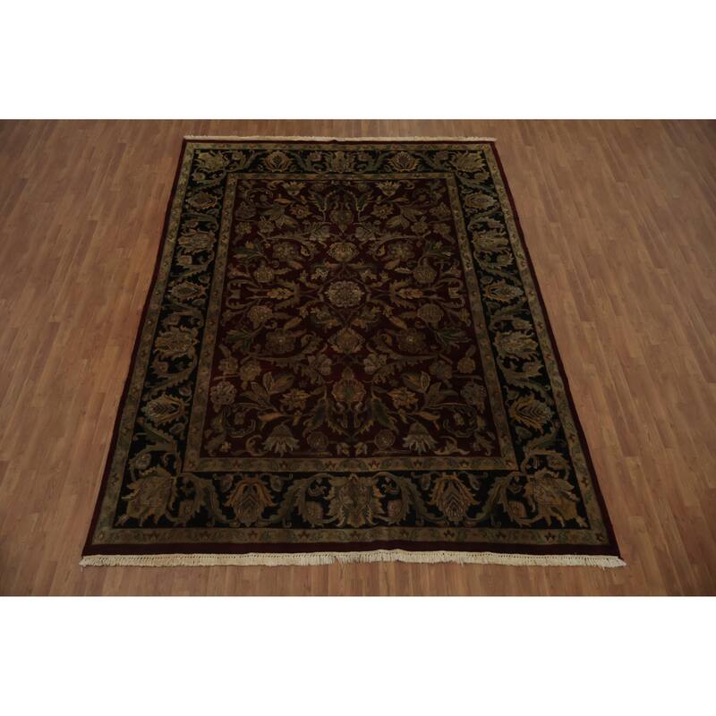 Hand Knotted Oriental 100% Wool Carpet Traditional All-Over Red Agra Area Rug - 11' 9'' X 8' 10''