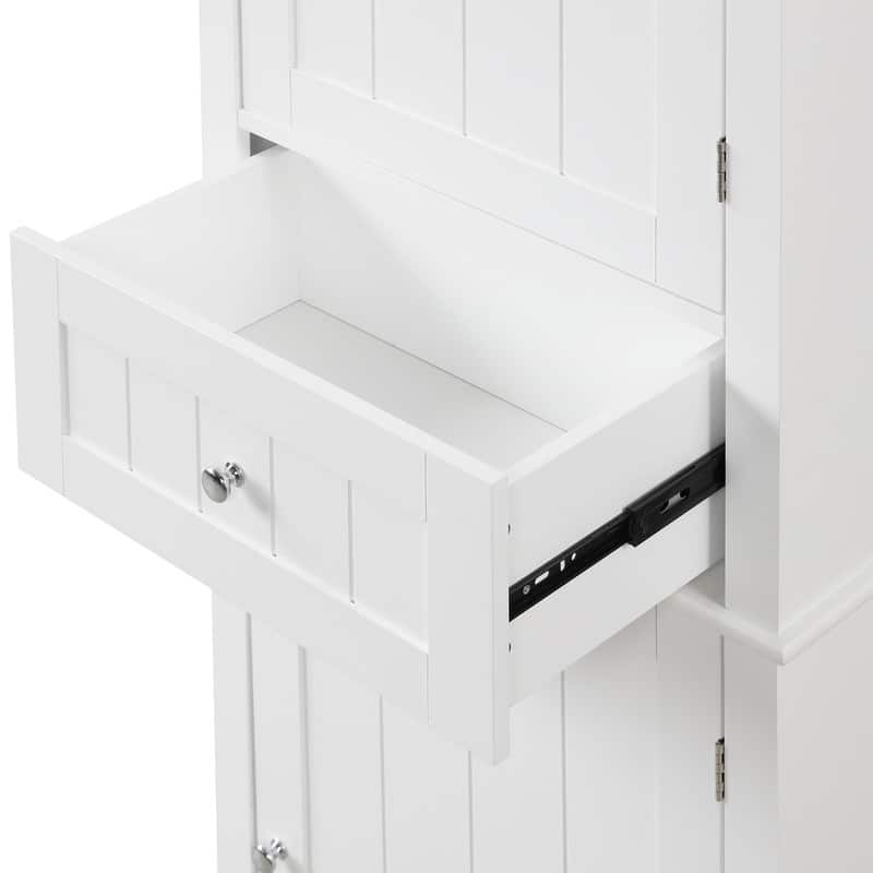 Tall Bathroom Storage Cabinet, Freestanding Storage Cabinet with Drawer and Adjustable Shelf, MDF Board with Painted Finish