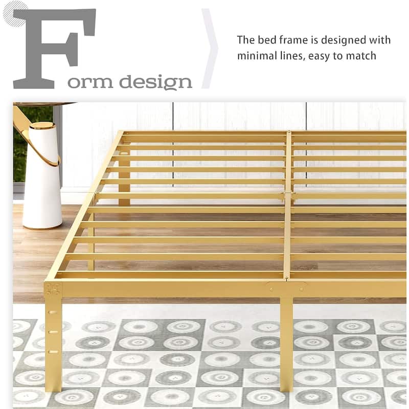 alazyhome 14 inch Metal Platform Bed Frame Steel Slat