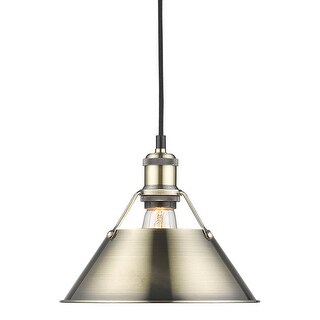 Golden Lighting Orwell Single Light 10" Wide Pendant in Aged Brass