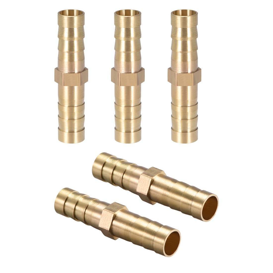 Othmro 8mm or 5/16 inches ID Brass Barb Splicer Fitting,Straight Barb Hose Fitting Air Gas Water Fuel,Gold Tone 2 pcs 