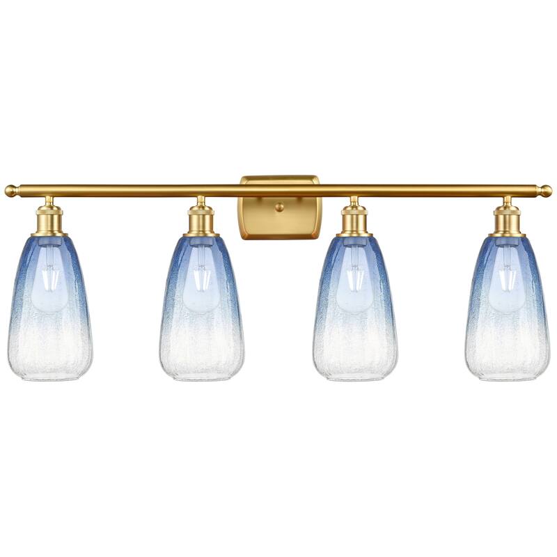 Innovations Lighting Endless Possibilities Ballston - Brookhaven Almond - 4 Light 36" Bath Vanity Light - Satin Gold/Sapphire Blue