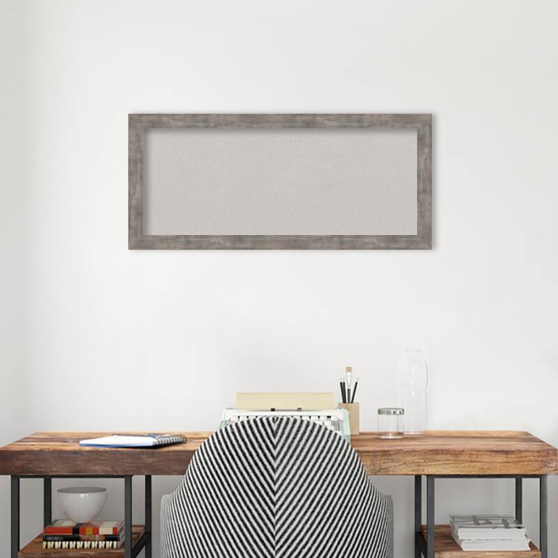 Marred Wood Framed Grey Corkboard Bulletin Board
