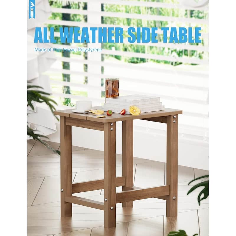 WINSOON Outside Adirondack Square Side Table, Weather Resistant Patio Tables Set Of 2