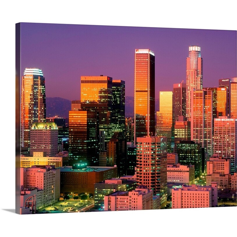 Shop Los Angeles Skyline At Sunset Canvas Wall Art Overstock