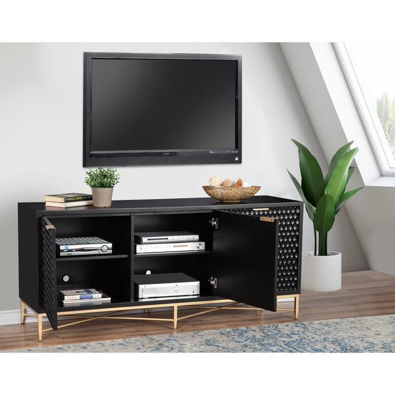 Origins by Alpine Black Pearl TV Console in Black