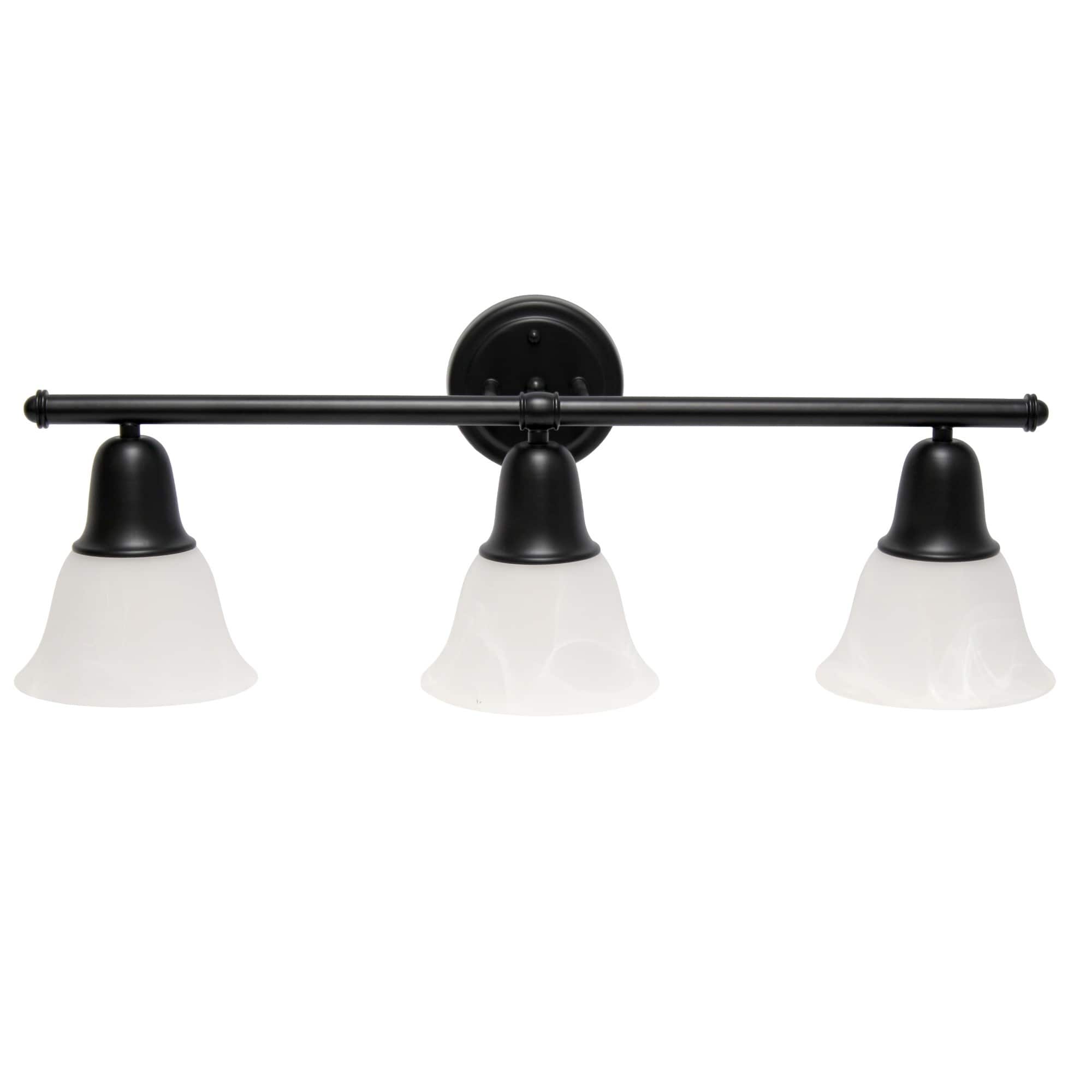 Wall Mounted Three Light Vanity Fixture with Alabaster Glass Bell Shade - 26.5