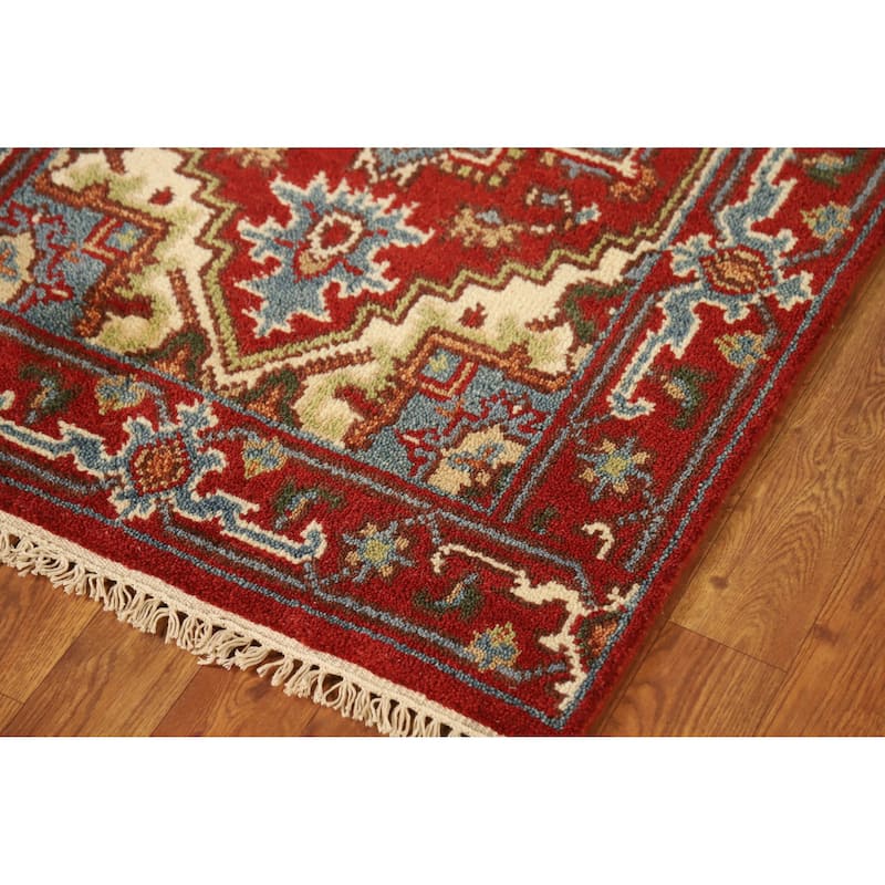 Red Heriz Serapi Indian Runner Rug Handmade Traditional Wool Carpet - 2'5" x 11'10"