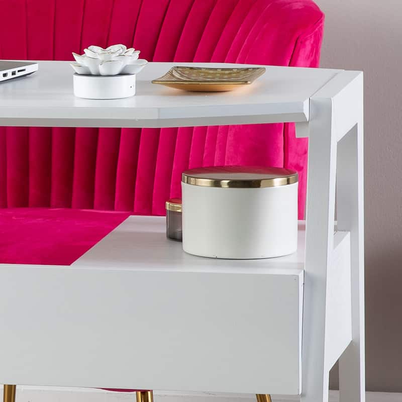 Harper Blvd Carmona Midcentury Modern White Wood Desk with Storage