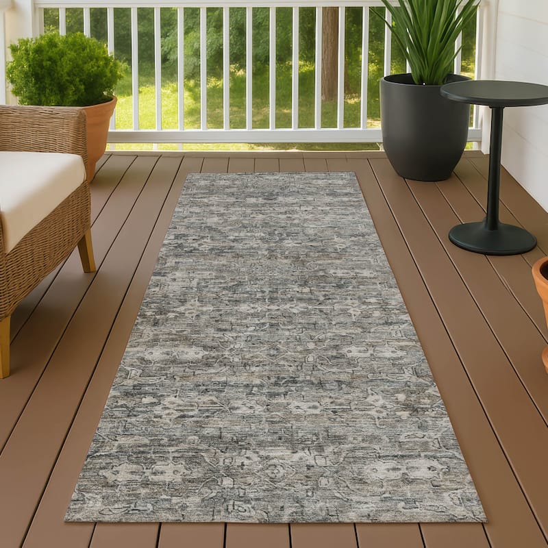 Machine Washable Indoor/ Outdoor Traditional Harmony Chantille Rug - Pewter - 2'3" x 7'6"