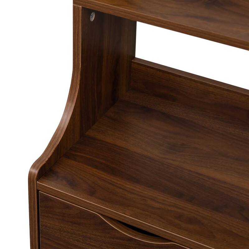 Night Stand With Bookshelf, Night Stand With 2 Storage Drawers