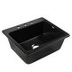 preview thumbnail 1 of 7, Jackson Matte Black Fireclay 25" Single Bowl Drop-In Kitchen Sink with 3 Holes