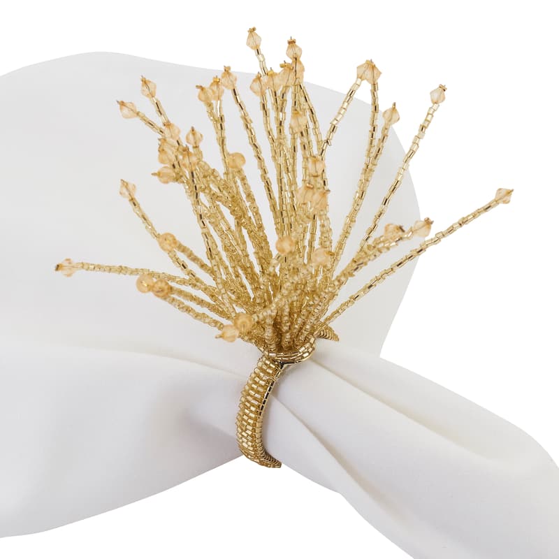Napkin Rings With Beaded Burst Design (Set of 4)